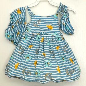 3pc Isaac Mizrahi nautical striped sundress w/ diaper cover and head band. 18m